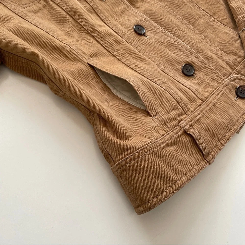 Cole Haan Tan Designer Denim Jean Jacket Size S Small - Picture 5 of 12